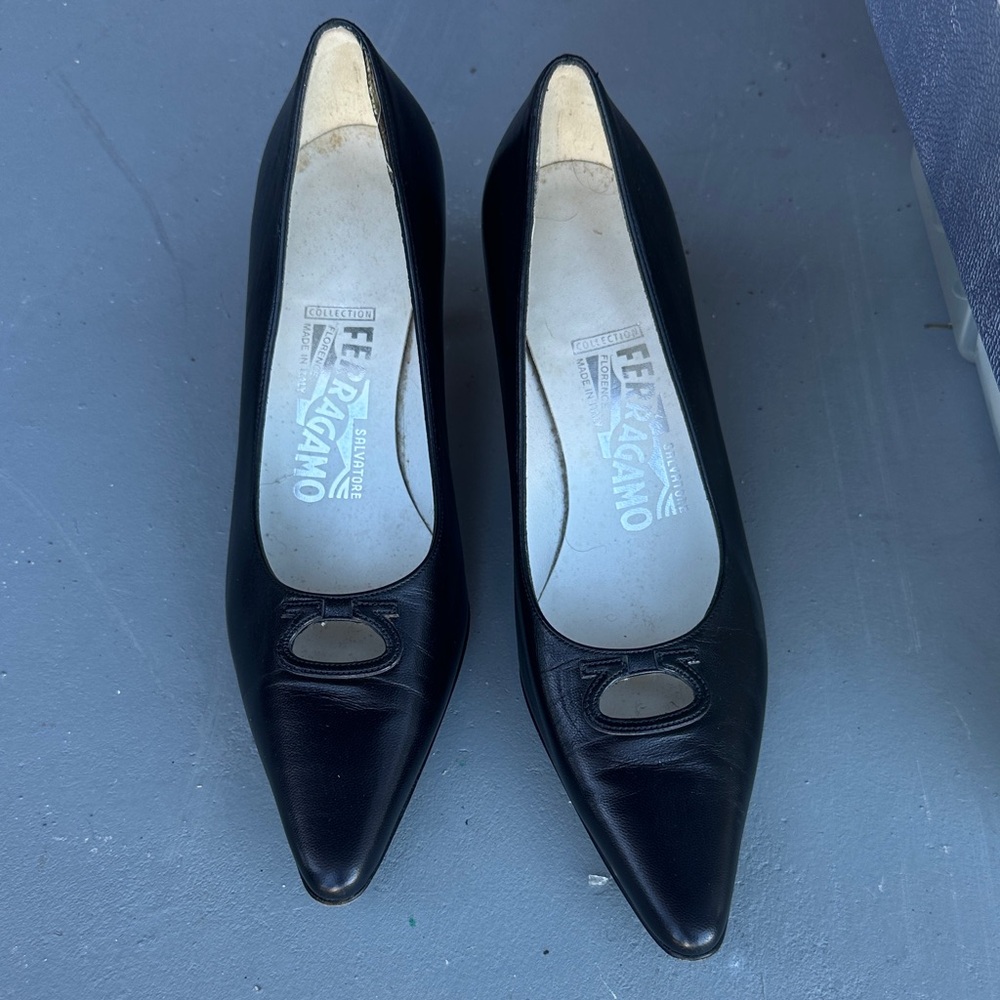 Salvatore Ferragamo Black Leather Heels